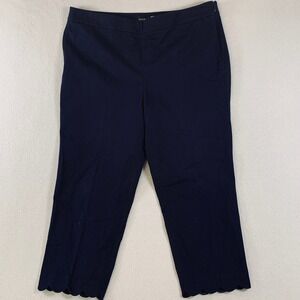 Talbots Chatham Crop Pants Womens Stretch Side Zip Scalloped Hem Navy 12P Petite